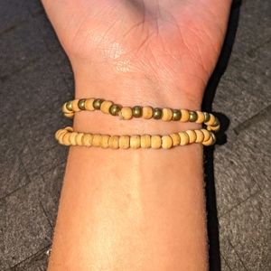 Women's Earthbound Wooden Bead Hippie Bracelet Pair of 2